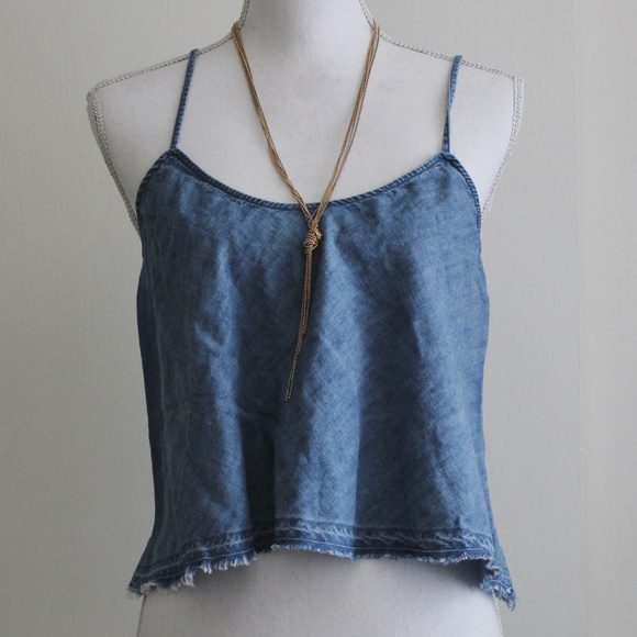 Free People Tops - Free People Denim Crop Tank Top Size S/P